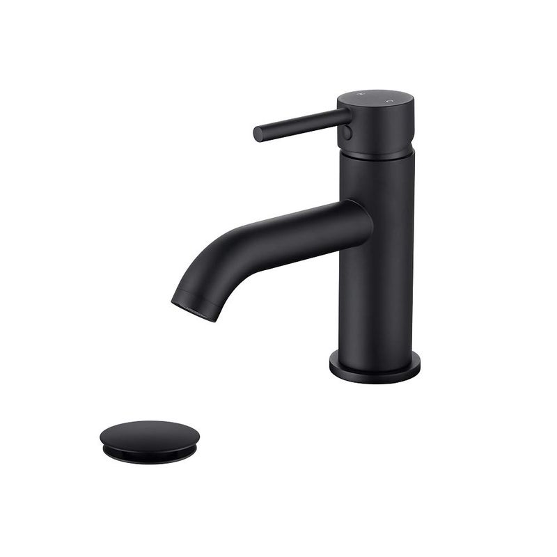 JAKARDA Single Handle Black Bathroom Faucet with Metal Drain Assembly and Escutcheon, Matte Black (Matte Black-JO1) - Image 1